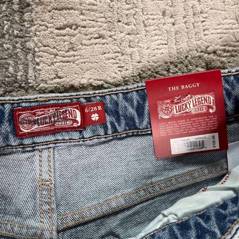 NEW Lucky Brand Legend The Baggy Jeans Blue Bow Embroidery Rhinestone 6/28 R - Picture 8 of 12